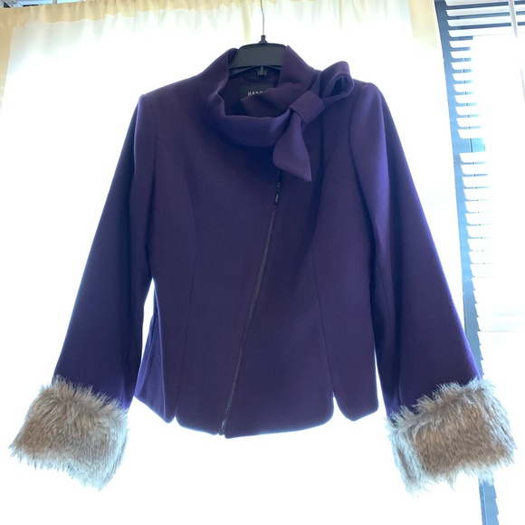 Herry Purple Coat with Scarf Nwt - Picture 1 of 5
